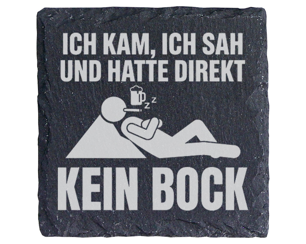 Schiefer Untersetzer Ich Kam Sah Und Hatte Direkt Kein Bock - Geschenk – Bild 1