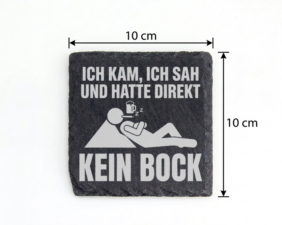 Schiefer Untersetzer Ich Kam Sah Und Hatte Direkt Kein Bock - Geschenk – Bild 4