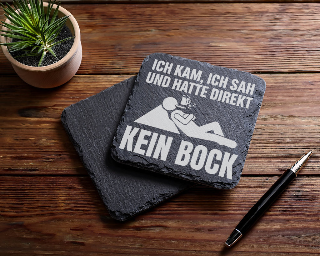 Schiefer Untersetzer Ich Kam Sah Und Hatte Direkt Kein Bock - Geschenk – Bild 5