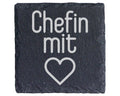 Schiefer Untersetzer Chefin Mit Herz Spruch - Geschenk Für Vorgesetzte – Bild 1