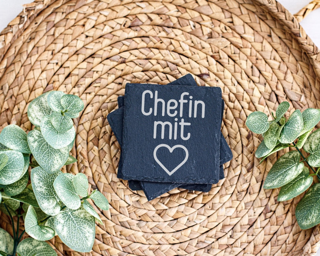 Schiefer Untersetzer Chefin Mit Herz Spruch - Geschenk Für Vorgesetzte – Bild 3