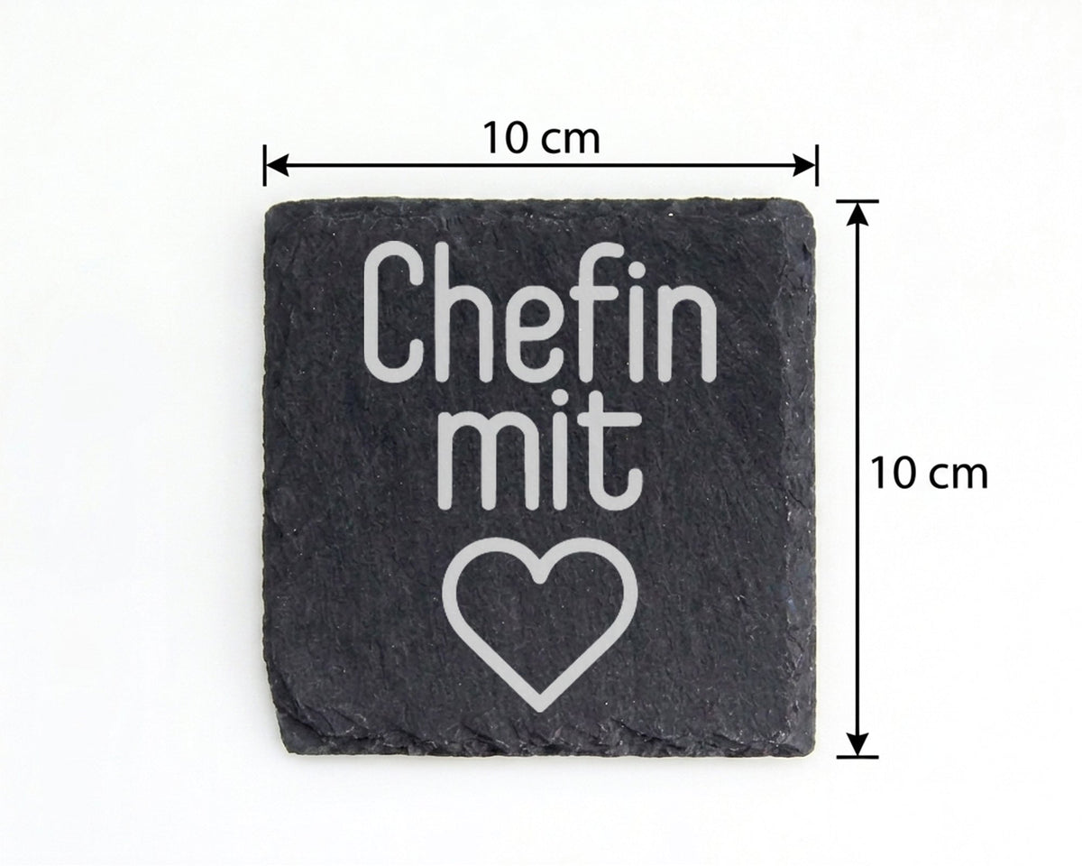 Schiefer Untersetzer Chefin Mit Herz Spruch - Geschenk Für Vorgesetzte – Bild 4