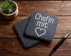Schiefer Untersetzer Chefin Mit Herz Spruch - Geschenk Für Vorgesetzte – Bild 5
