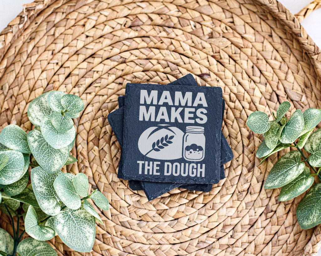 Schiefer Untersetzer Mama Makes The Dough Brot Backen - Geschenk für M – Bild 3