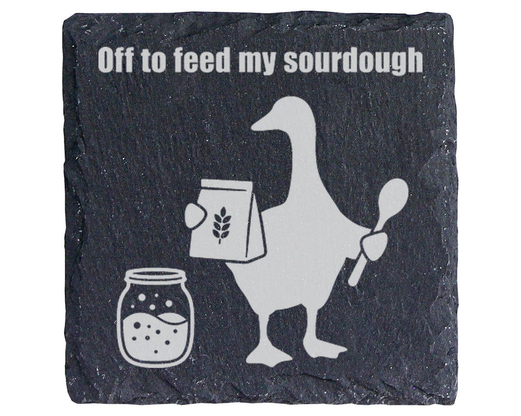 Schiefer Untersetzer Gans Sourdough Spruch - Geschenk für Bäcker Hobby – Bild 1