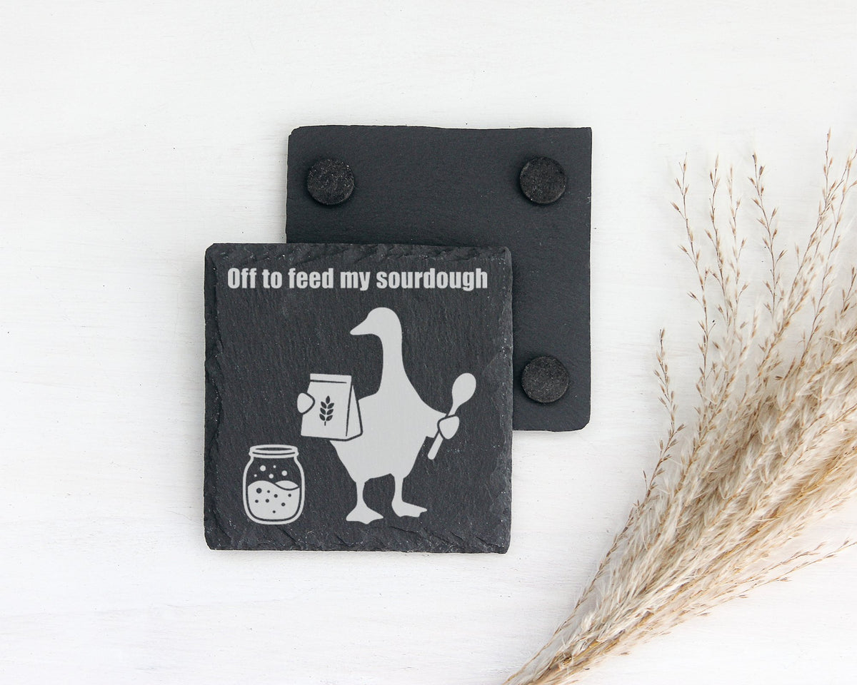 Schiefer Untersetzer Gans Sourdough Spruch - Geschenk für Bäcker Hobby – Bild 2