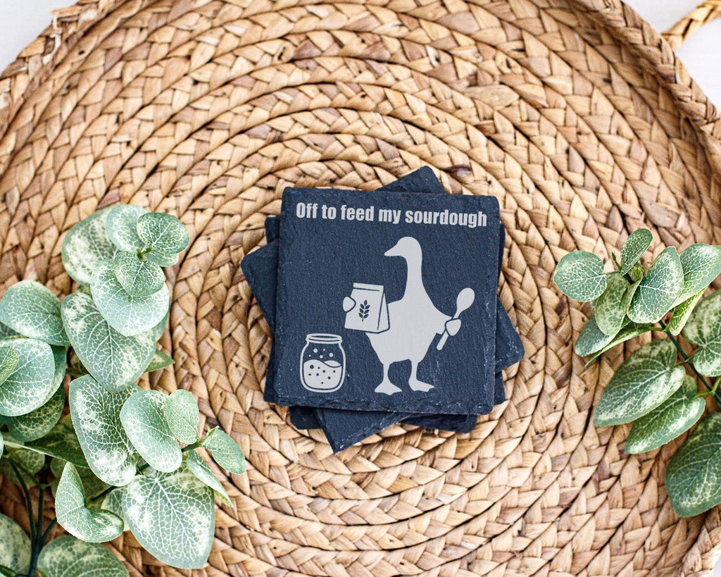 Schiefer Untersetzer Gans Sourdough Spruch - Geschenk für Bäcker Hobby – Bild 3