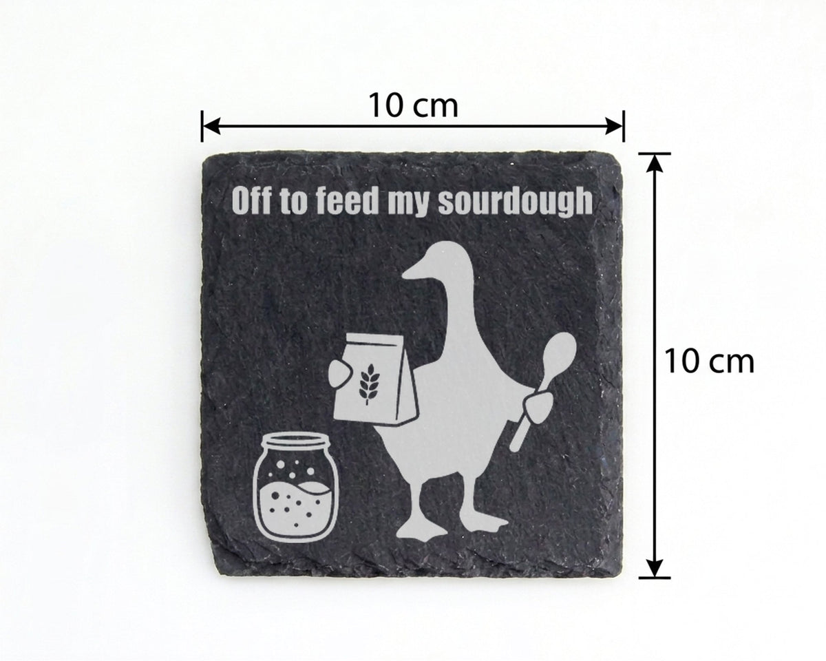 Schiefer Untersetzer Gans Sourdough Spruch - Geschenk für Bäcker Hobby – Bild 4