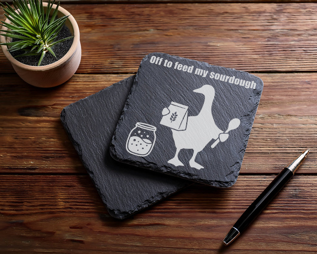 Schiefer Untersetzer Gans Sourdough Spruch - Geschenk für Bäcker Hobby – Bild 5
