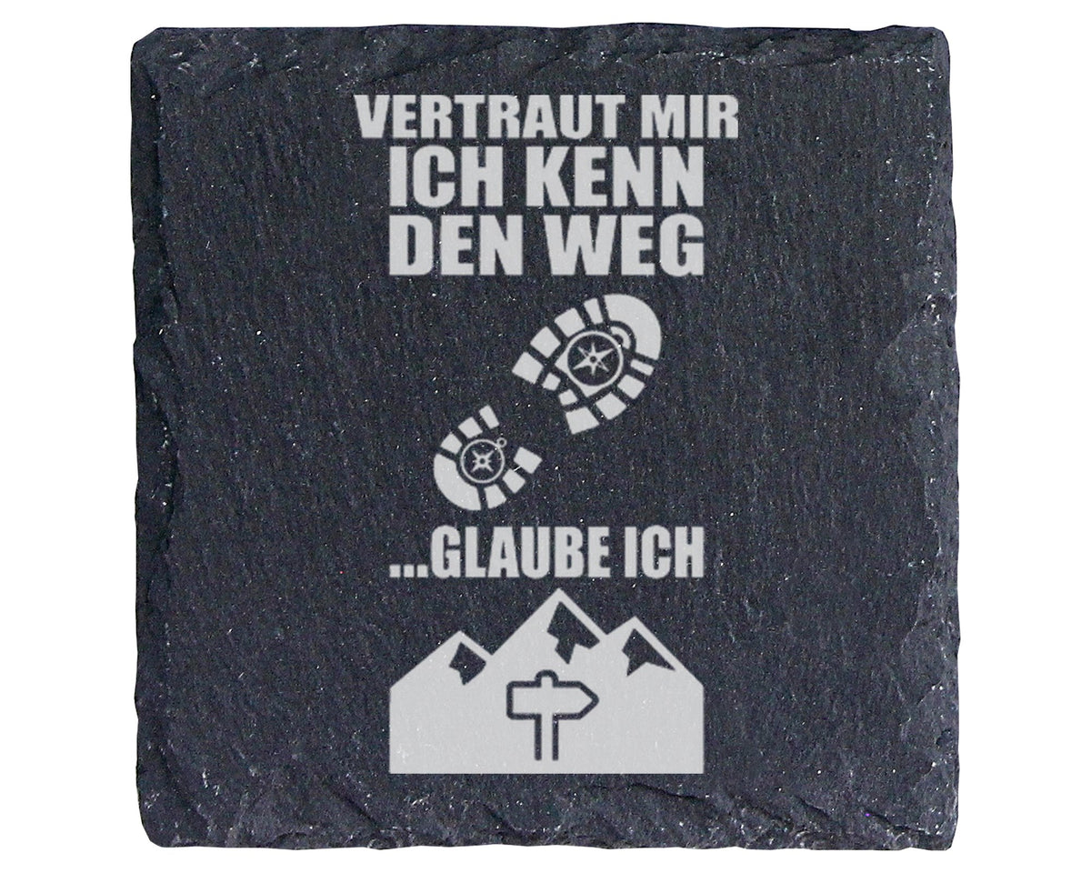 Schiefer Untersetzer Wandern Vertraut Mir Kenn Den Weg - Geschenk für  – Bild 1