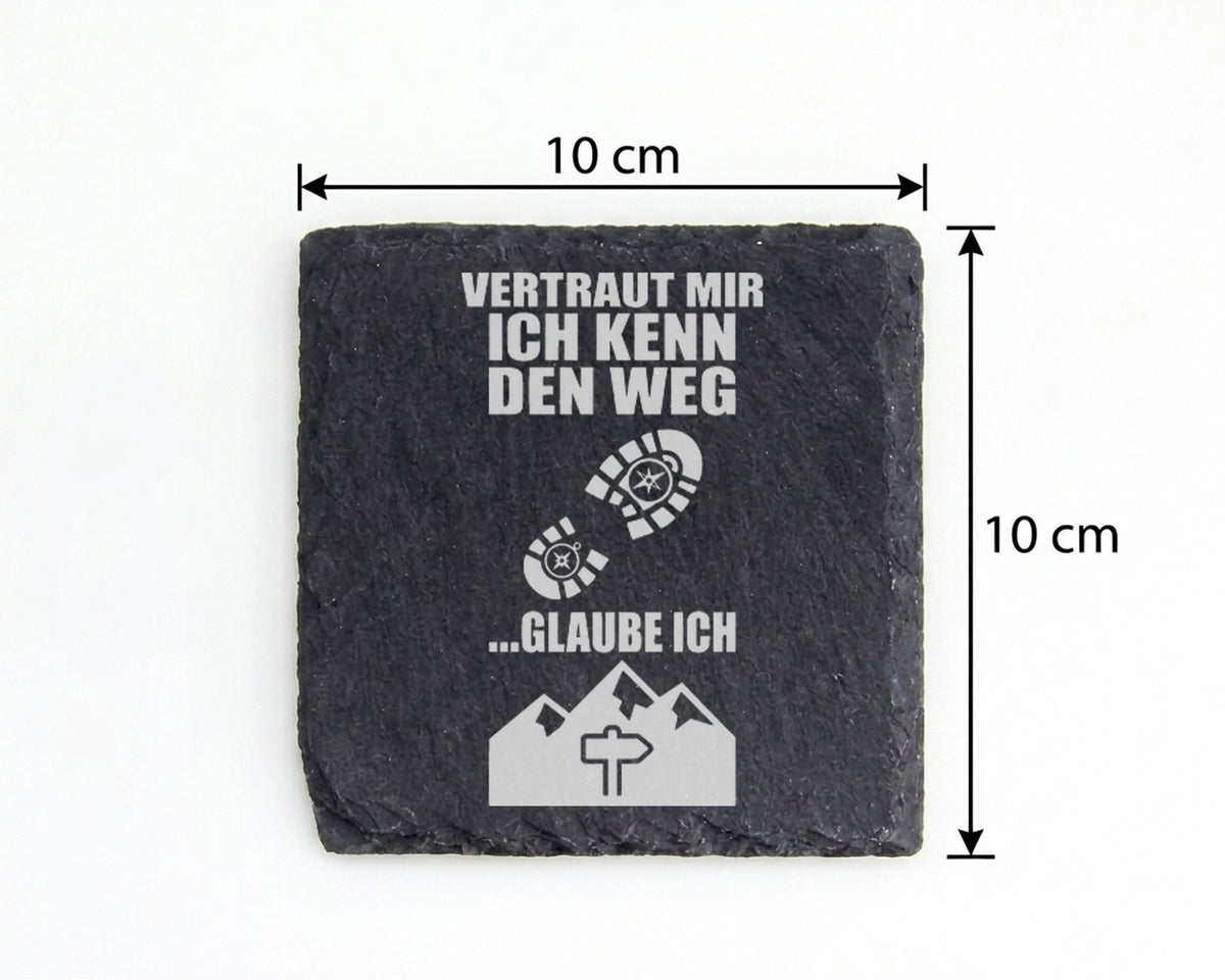 Schiefer Untersetzer Wandern Vertraut Mir Kenn Den Weg - Geschenk für  – Bild 4
