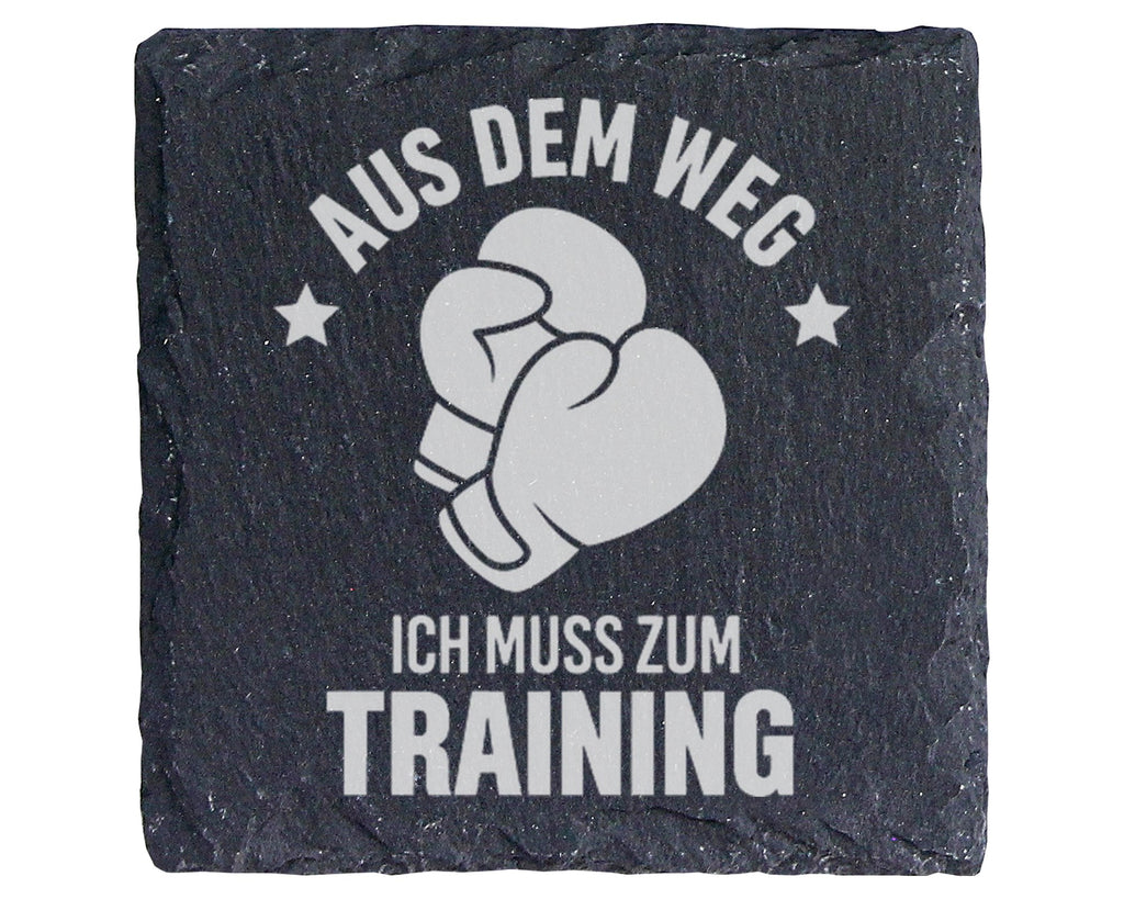 Schiefer Untersetzer Boxhandschuhe Spruch Aus Dem Weg Zum Training - G – Bild 1