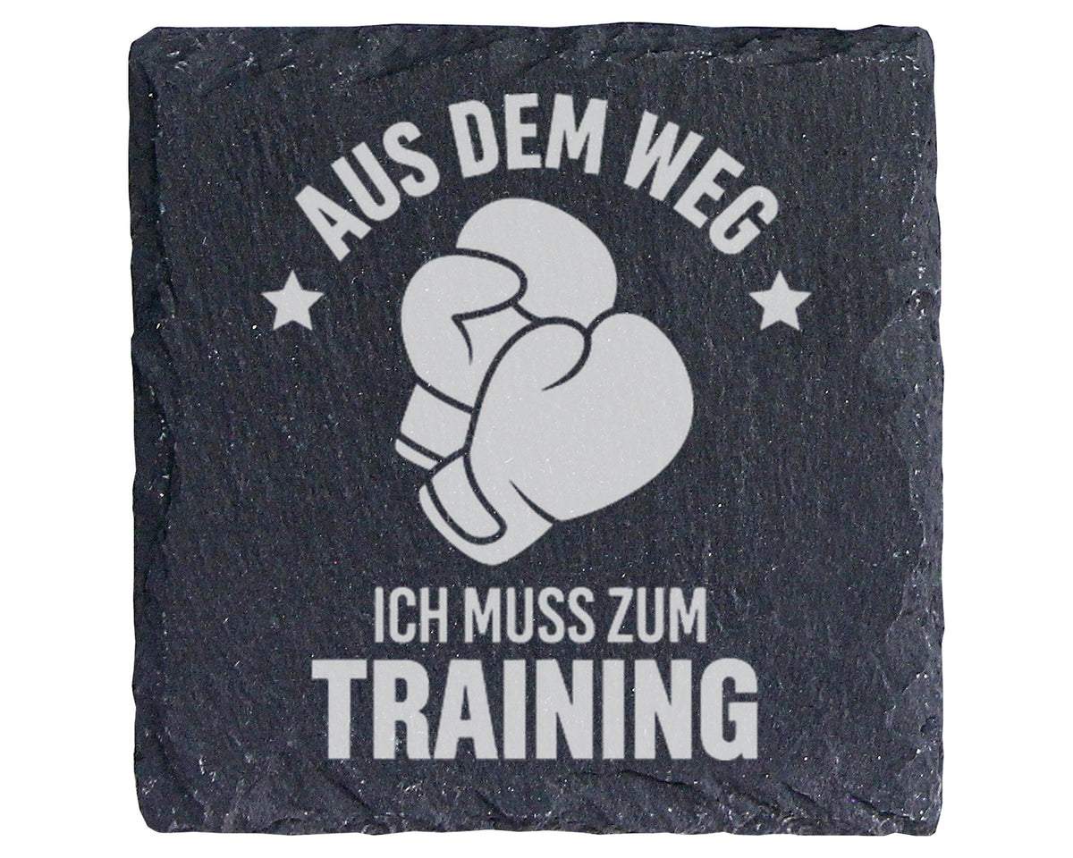 Schiefer Untersetzer Boxhandschuhe Spruch Aus Dem Weg Zum Training - G – Bild 1