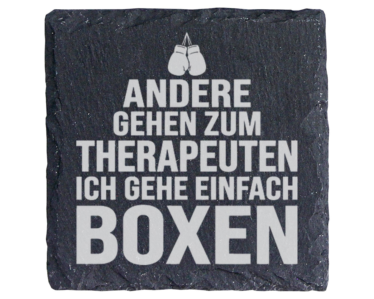Schiefer Untersetzer Boxen Statt Therapeuten - Lustiges Geschenk für B – Bild 1
