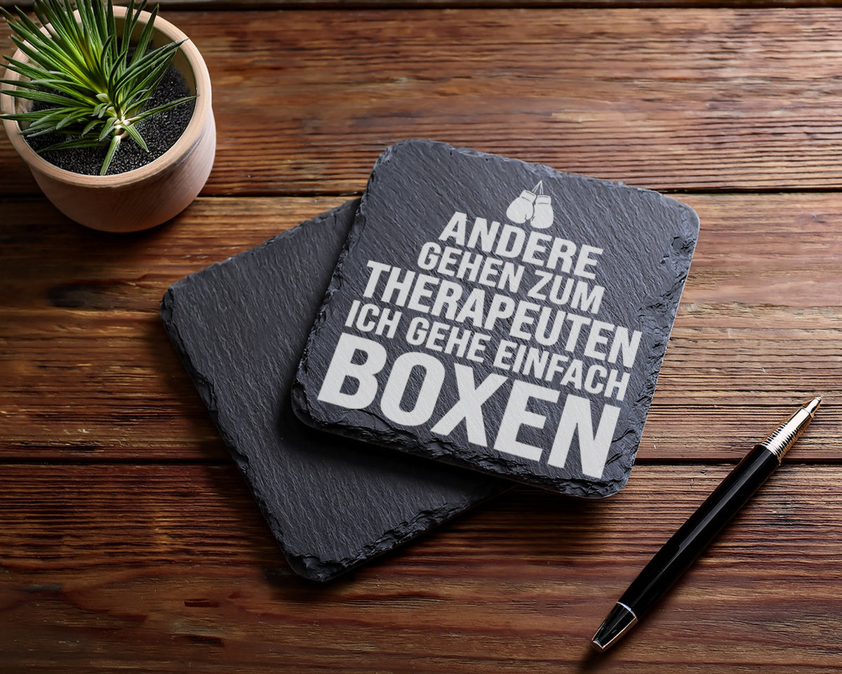 Schiefer Untersetzer Boxen Statt Therapeuten - Lustiges Geschenk für B – Bild 5