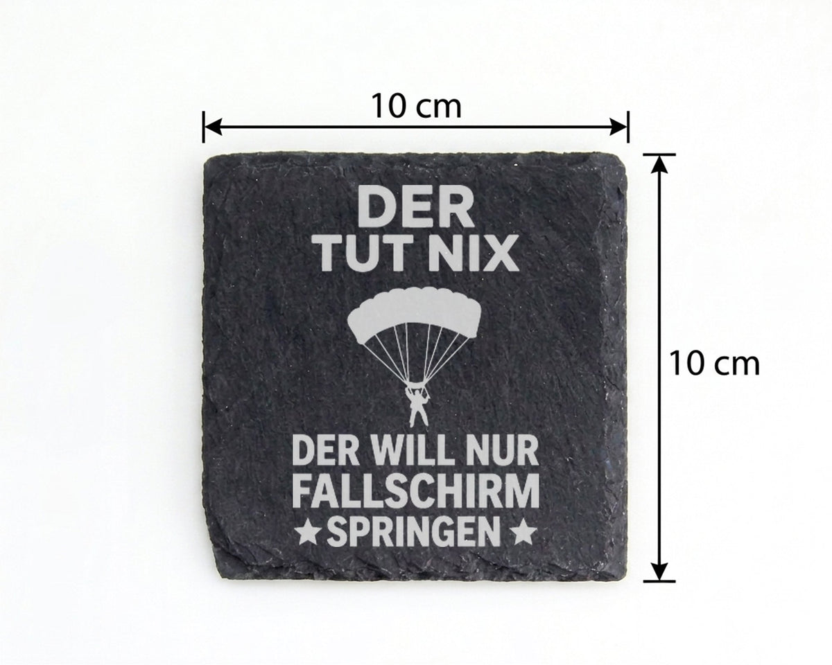 Schiefer Untersetzer Fallschirm Der Tut Nix Will Nur Springen - Lustig – Bild 4
