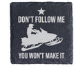 Schiefer Untersetzer Motorschlitten Don't Follow Me Spruch - Lustiges  – Bild 1