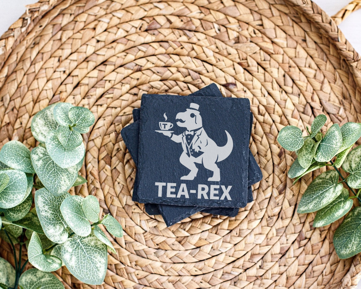 Schiefer Untersetzer Tea-Rex Dinosaurier Tee - Lustiges Geschenk für T – Bild 3