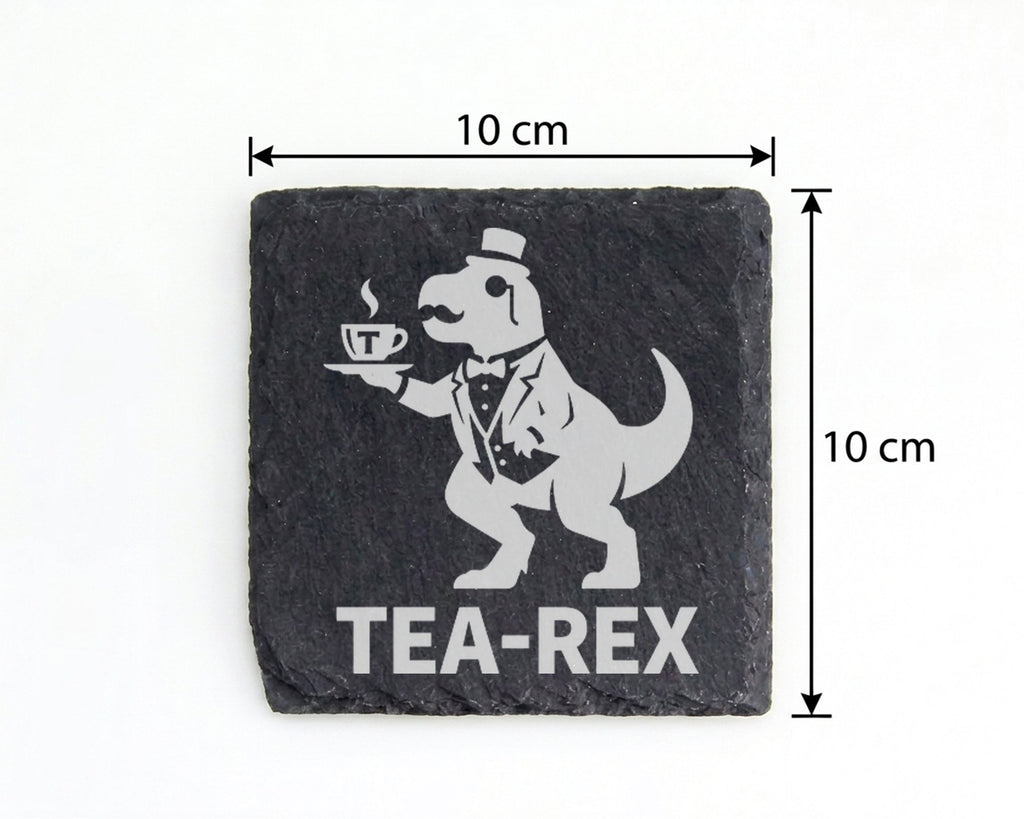 Schiefer Untersetzer Tea-Rex Dinosaurier Tee - Lustiges Geschenk für T – Bild 4