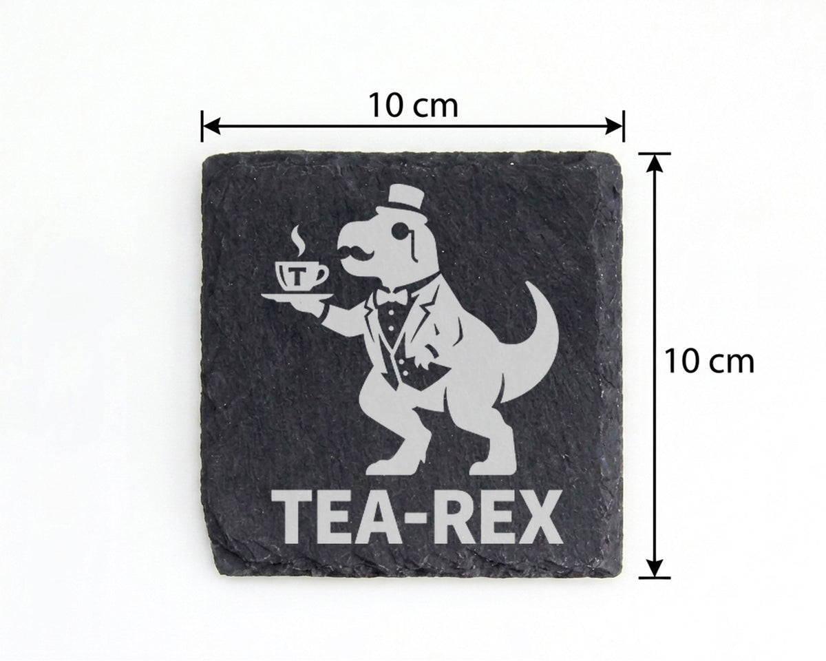Schiefer Untersetzer Tea-Rex Dinosaurier Tee - Lustiges Geschenk für T – Bild 4
