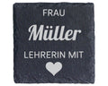 Schiefer Untersetzer Personalisiert Lehrerin Mit Herz - Geschenk Für P – Bild 1