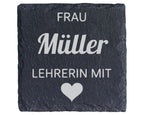 Schiefer Untersetzer Personalisiert Lehrerin Mit Herz - Geschenk Für P – Bild 1