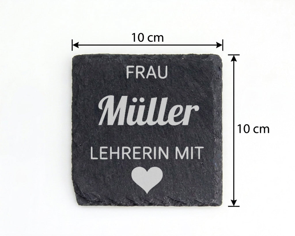 Schiefer Untersetzer Personalisiert Lehrerin Mit Herz - Geschenk Für P – Bild 4