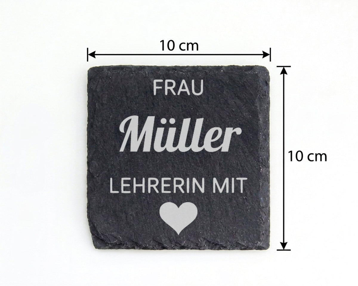 Schiefer Untersetzer Personalisiert Lehrerin Mit Herz - Geschenk Für P – Bild 4