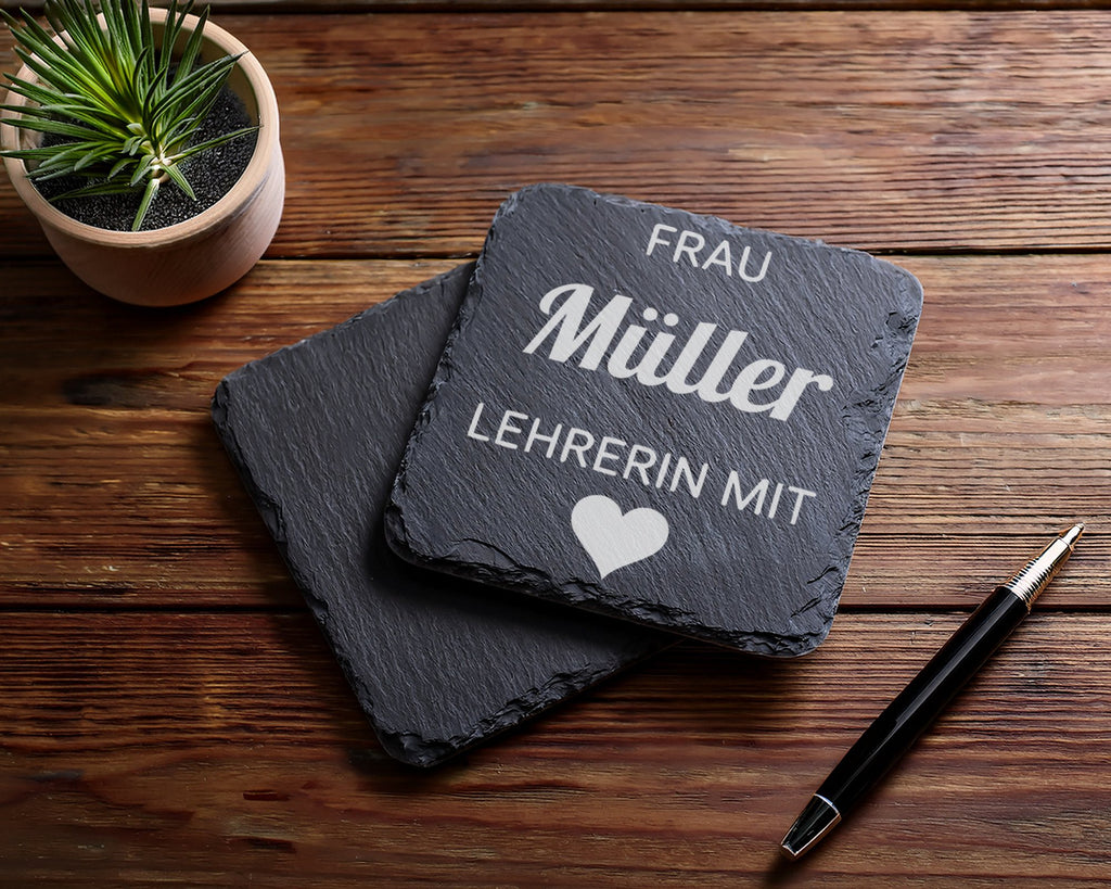 Schiefer Untersetzer Personalisiert Lehrerin Mit Herz - Geschenk Für P – Bild 5