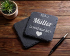 Schiefer Untersetzer Personalisiert Lehrerin Mit Herz - Geschenk Für P – Bild 5