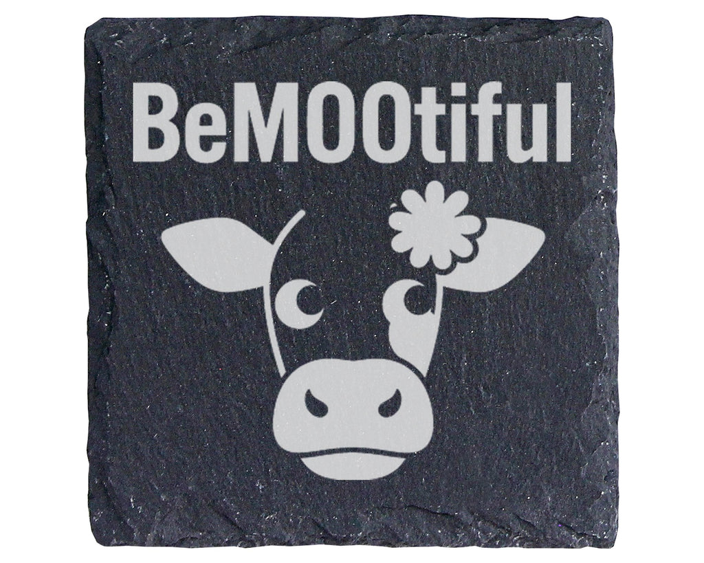 Schiefer Untersetzer Kuh BeMOOtiful Lustiger Spruch - Geschenk für Bäu – Bild 1