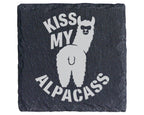 Schiefer Untersetzer Alpaka Kiss My Alpacass - Lustiges Geschenk für F – Bild 1