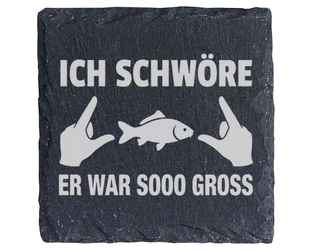 Schiefer Untersetzer Angler Spruch Er War So Gross - Lustiges Geschenk – Bild 1