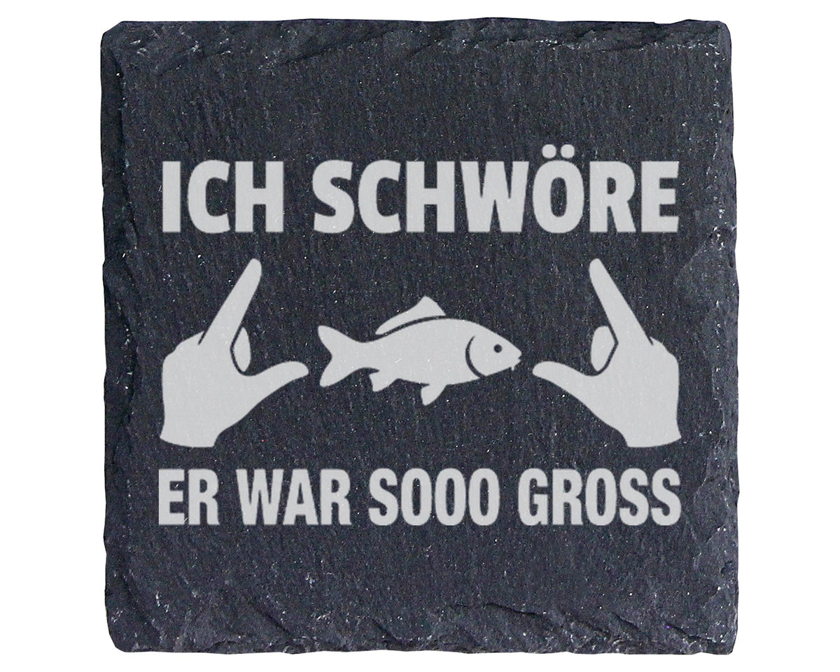 Schiefer Untersetzer Angler Spruch Er War So Gross - Lustiges Geschenk – Bild 1