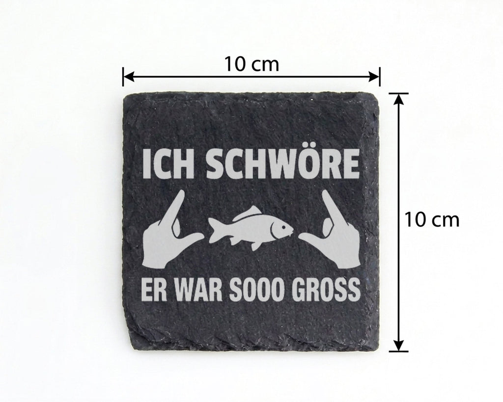 Schiefer Untersetzer Angler Spruch Er War So Gross - Lustiges Geschenk – Bild 4
