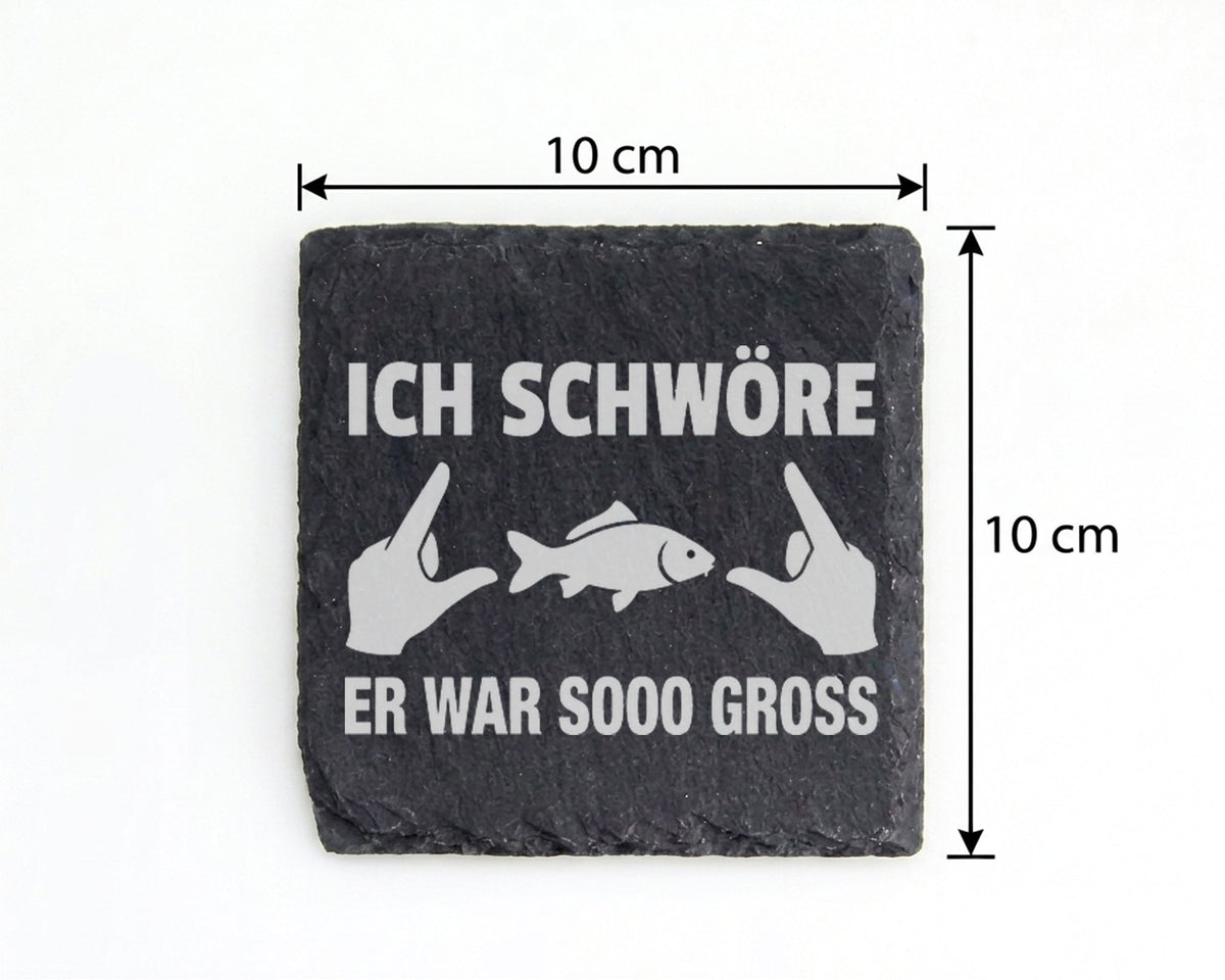 Schiefer Untersetzer Angler Spruch Er War So Gross - Lustiges Geschenk – Bild 4