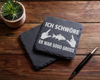 Schiefer Untersetzer Angler Spruch Er War So Gross - Lustiges Geschenk – Bild 5