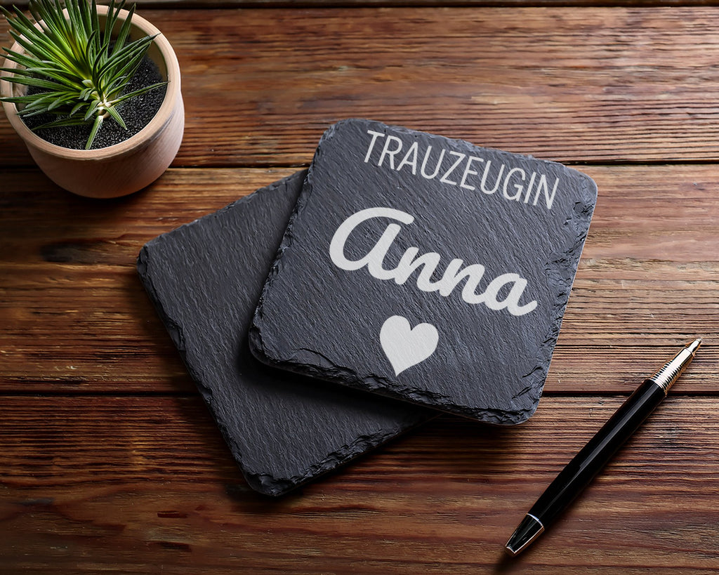 Schiefer Untersetzer Trauzeugin Mit Wunschname - Personalisiertes Gesc – Bild 5