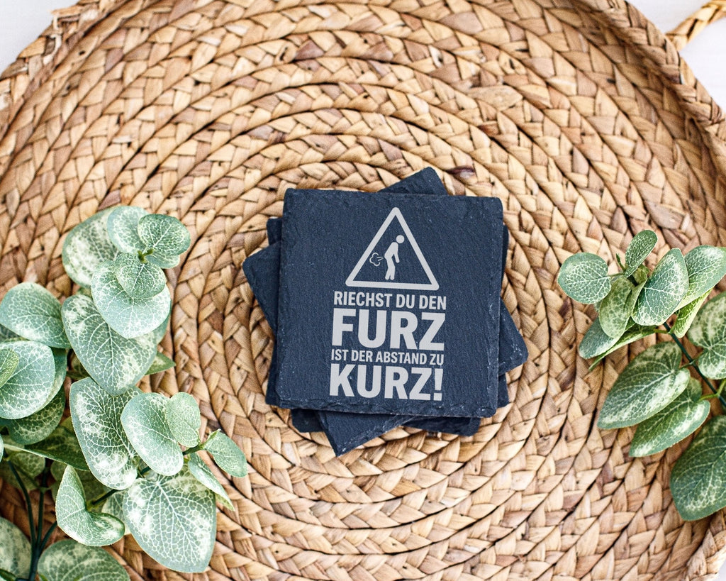 Schiefer Untersetzer Riechst Du Den Furz Ist Abstand Zu Kurz - Lustige – Bild 3