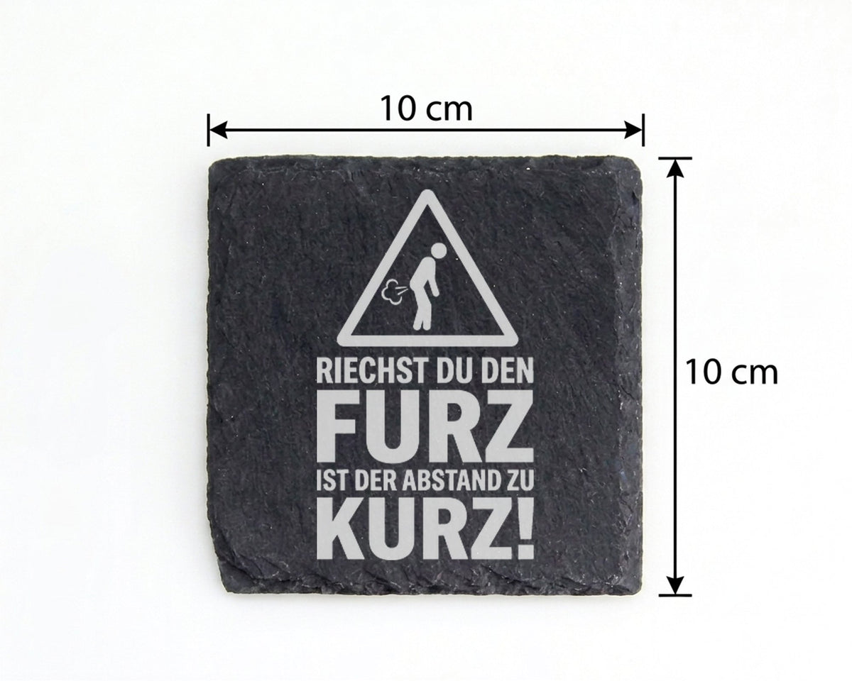 Schiefer Untersetzer Riechst Du Den Furz Ist Abstand Zu Kurz - Lustige – Bild 4