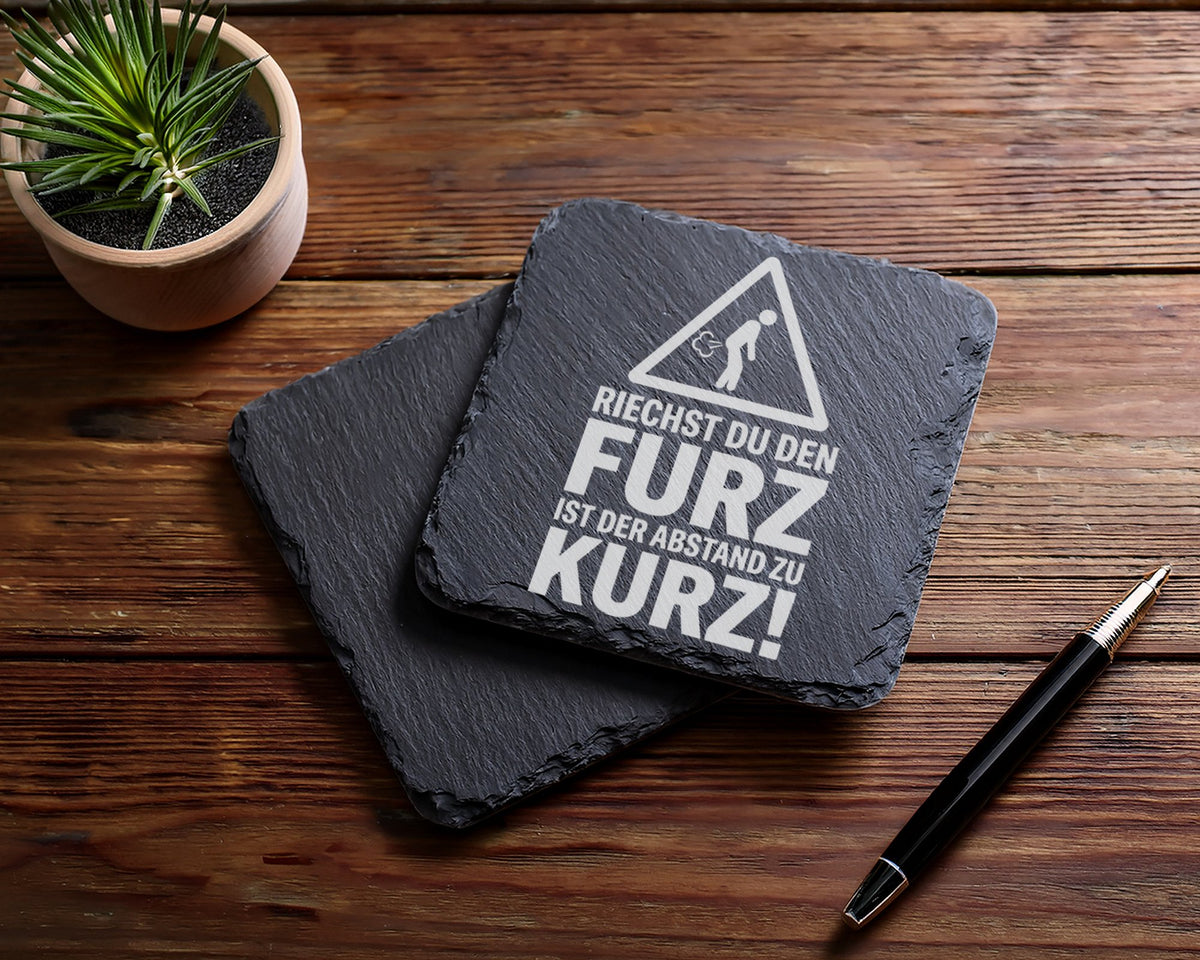 Schiefer Untersetzer Riechst Du Den Furz Ist Abstand Zu Kurz - Lustige – Bild 5