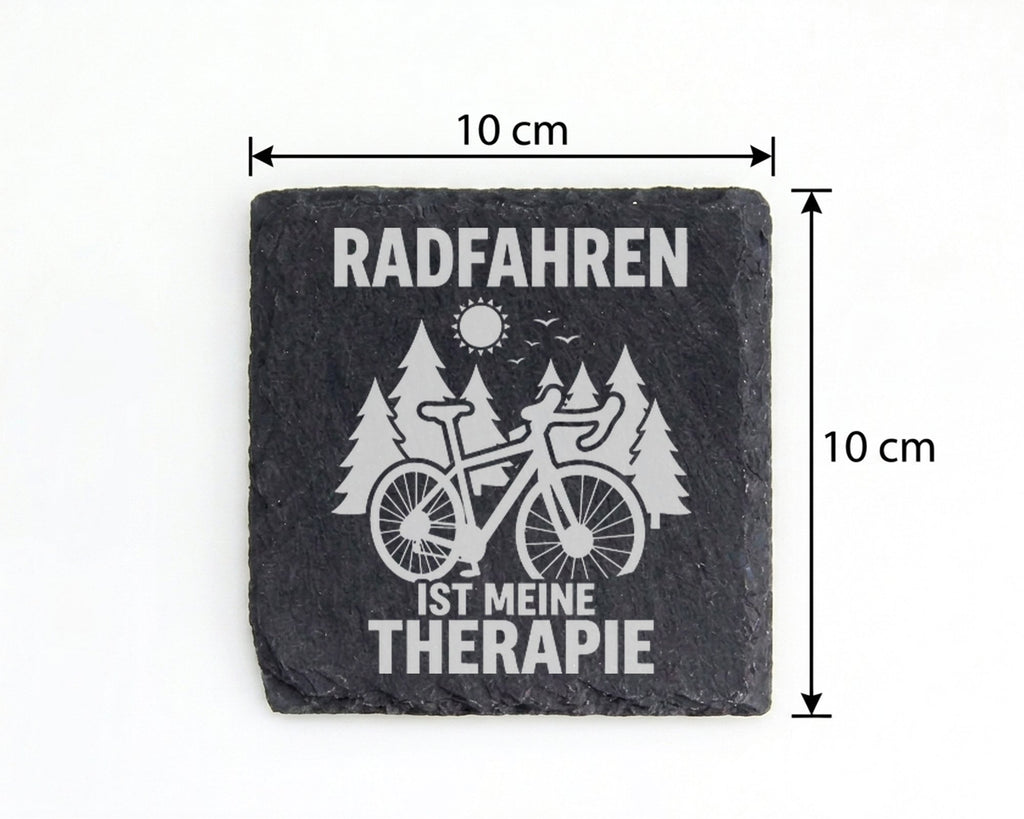 Schiefer Untersetzer Radfahren Ist Meine Therapie - Geschenk für Fahrr – Bild 4