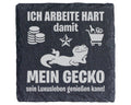 Schiefer Untersetzer Gecko Luxusleben Spruch - Lustiges Geschenk für G – Bild 1