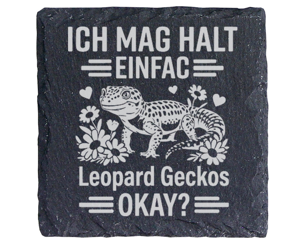 Schiefer Untersetzer Leopardgecko Ich Mag Halt Einfach Geckos Okay - G – Bild 1