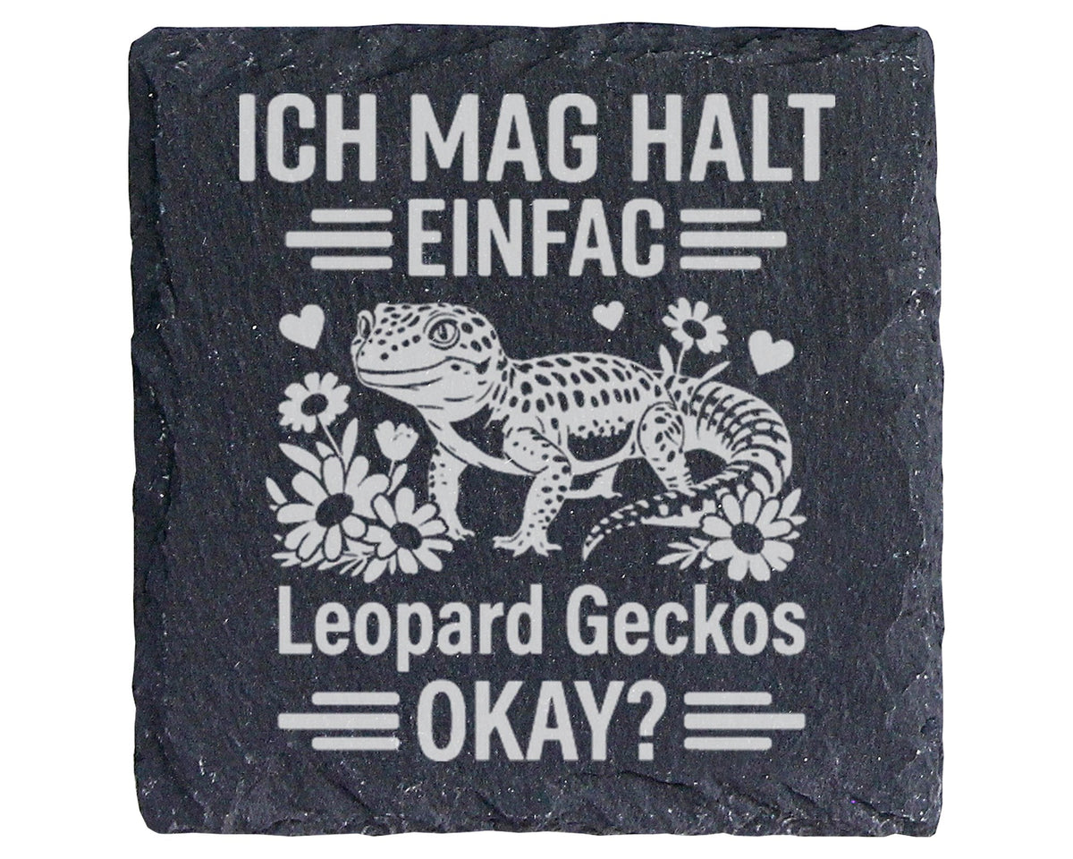 Schiefer Untersetzer Leopardgecko Ich Mag Halt Einfach Geckos Okay - G – Bild 1
