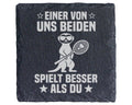 Schiefer Untersetzer Erdmännchen Badminton Einer Von Uns Beiden Spielt – Bild 1