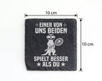 Schiefer Untersetzer Erdmännchen Badminton Einer Von Uns Beiden Spielt – Bild 4