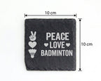 Schiefer Untersetzer Peace Love Badminton - Geschenk Für Badmintonspie – Bild 4