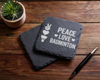 Schiefer Untersetzer Peace Love Badminton - Geschenk Für Badmintonspie – Bild 5