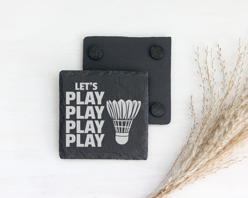 Schiefer Untersetzer Badminton Lets Play Federball - Geschenk für Spie – Bild 2